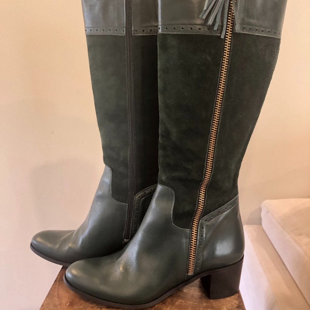 Dark Green Leather/Suede Boots by Daniela